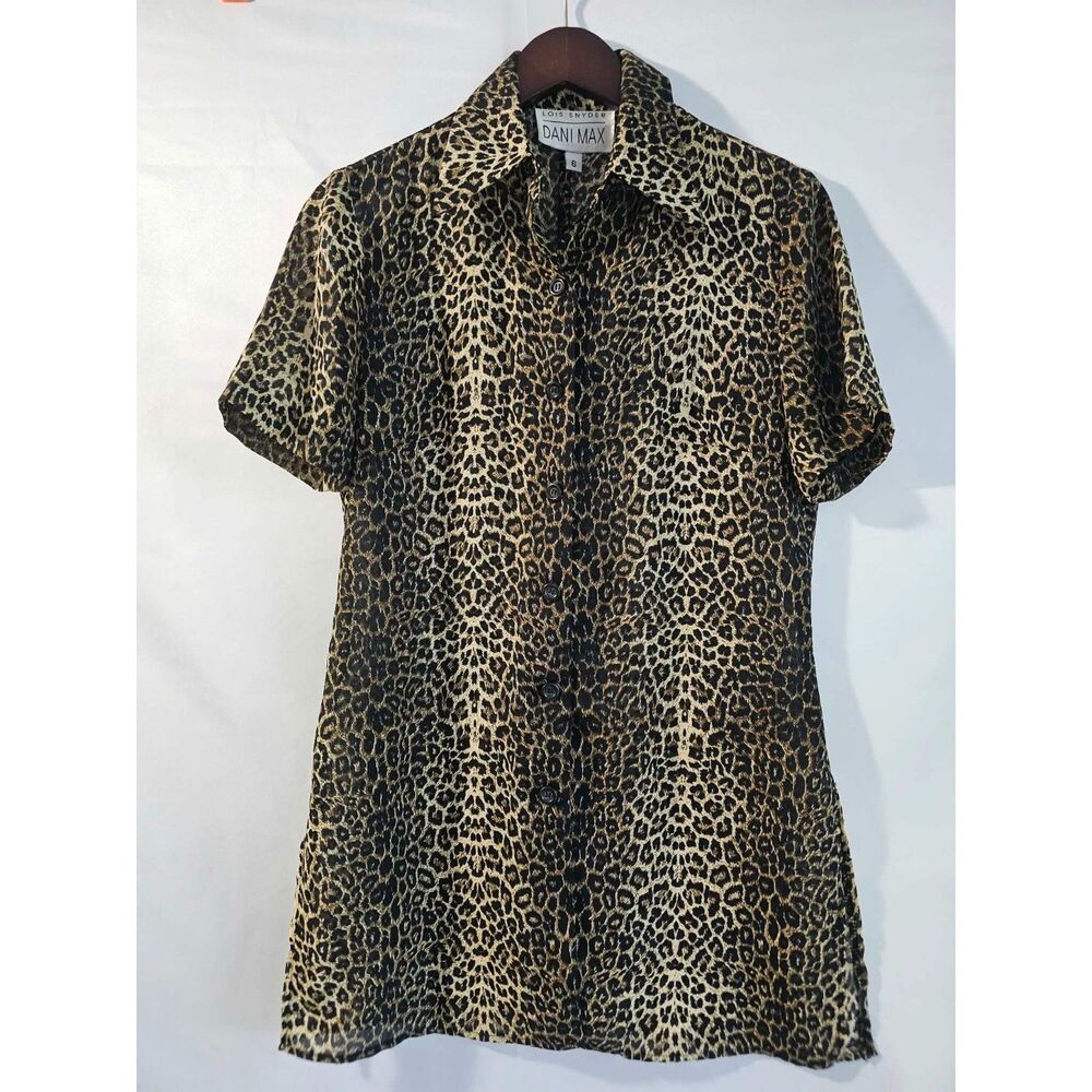 Mob Wife Core Lois Snyder Dani Max Leopard Print Shirt/Dress Size 6